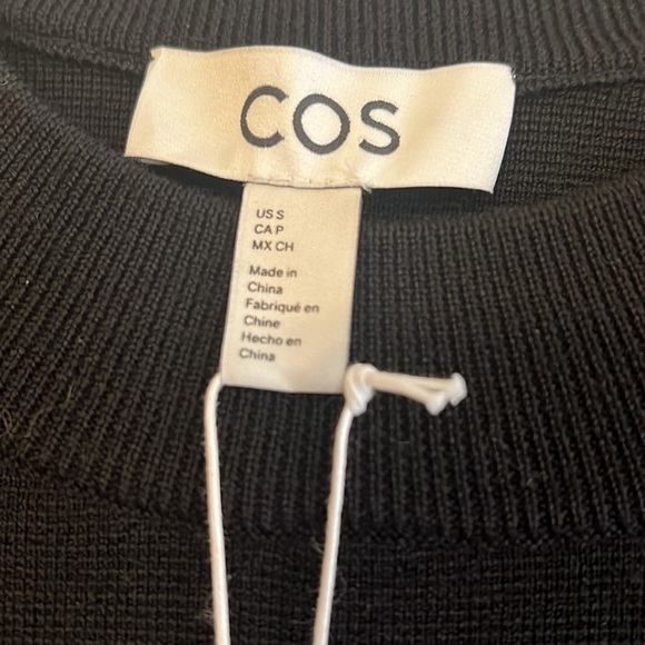 NWT Cos Womens Sweater Small Tunic black Wool blend mock neck Basic Minimalist - Picture 2 of 9